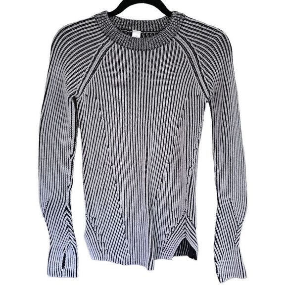 Lululemon Ivivaa Black & White Ribbed Long Sleeve Pullover Youth SZ 14 - Picture 2 of 11